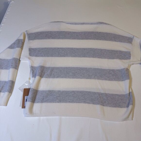 Cyrus Gray White Striped Crew‎ Neck Summer Sweater Size XL Lightweight NWT - Picture 9 of 12